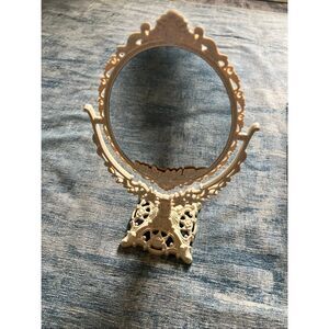 NIB! Cream Beige Vintage Style Scroll Ornate Style Tabletop Vanity Mirror